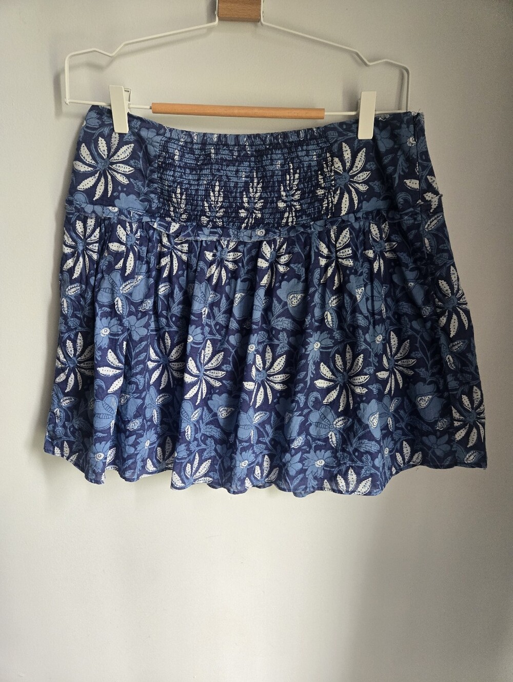 BANANA REPUBLIC Blue Floral Tiered Cotton Mini Skirt